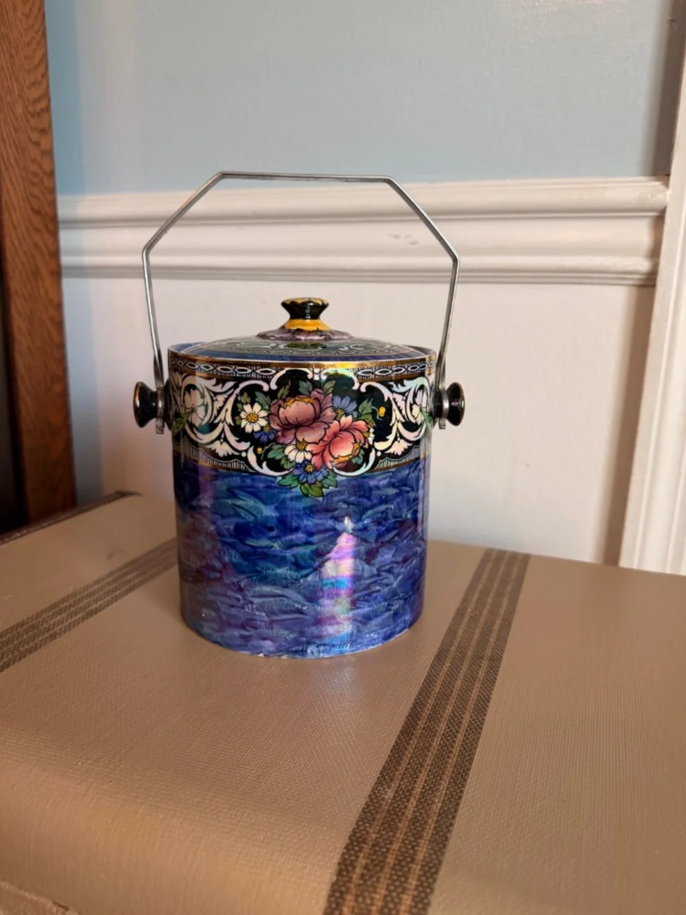 Vintage 1930s Art Deco New Hall Boumier Ware Biscuit Barrel / Ice Bucket